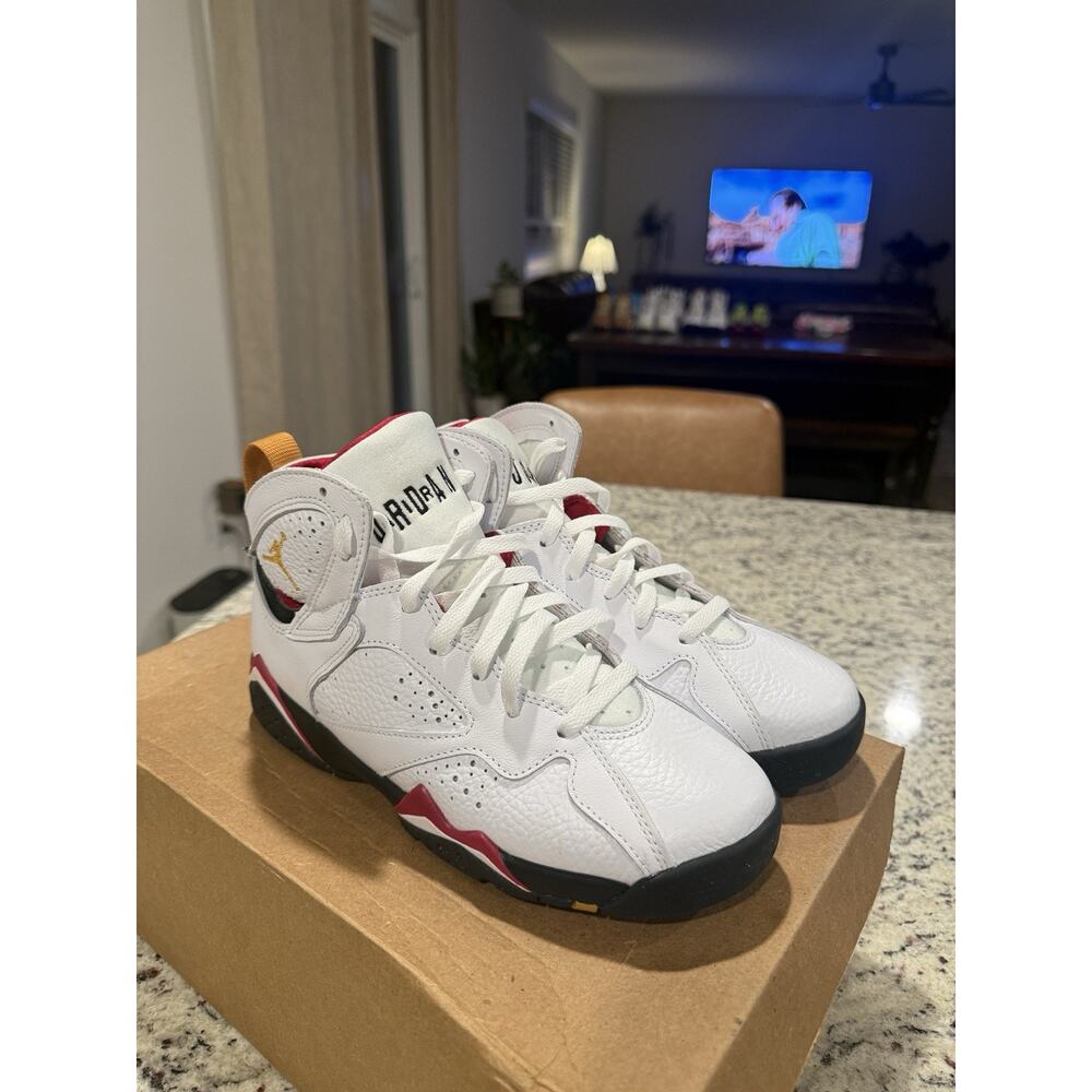 Air Jordan 7 Cardinal 2022 GS White Red Gold Size 6Y Women’s 7.5 - Picture 4 of 10